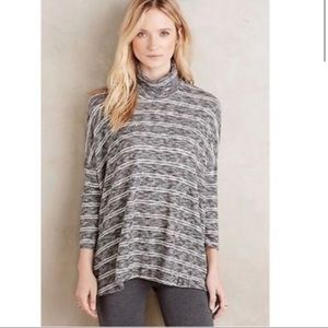 Anthropologie Postmark Gray Striped MockNeck Top S